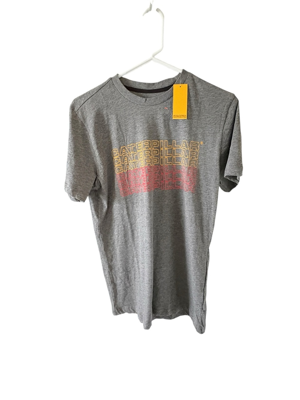 Caterpillar Graphic T-shirt Adult S Tee Heather Gray Stacked Logo CAT